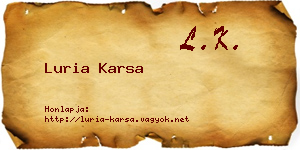 Luria Karsa névjegykártya